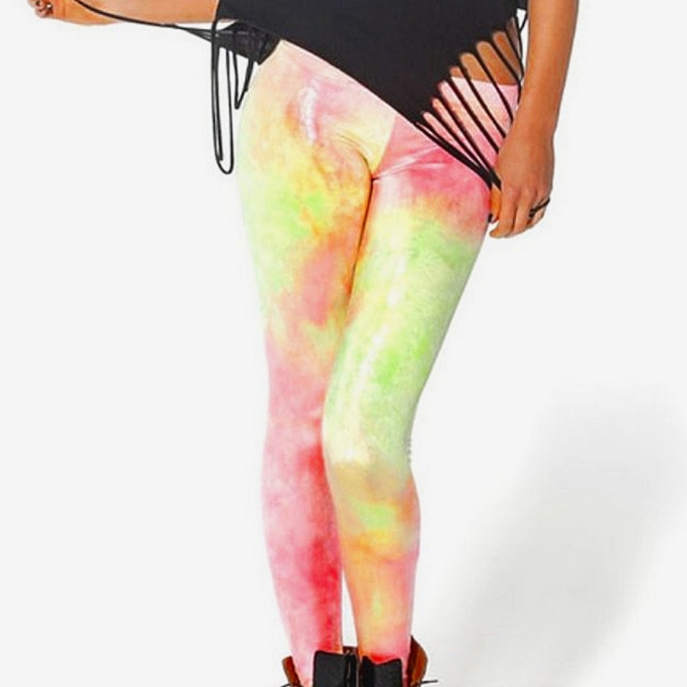 Blackmilk Barbie Skipper Spewed On Me Tie Dye Foil Barbie Leggings Size Large